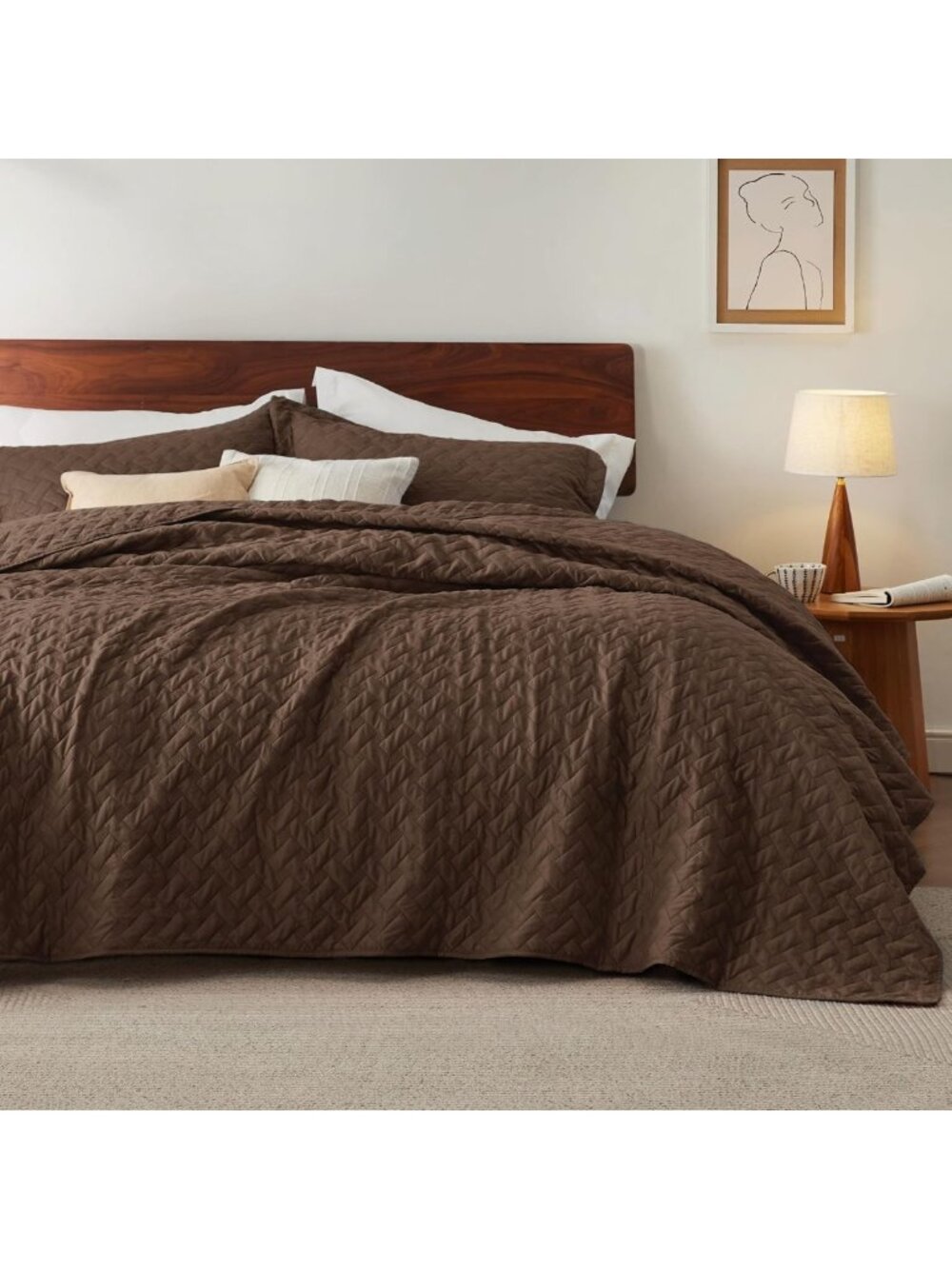 Lightweight King Size Quilt Set - Cozy Brown Comforter & Bedspread for All